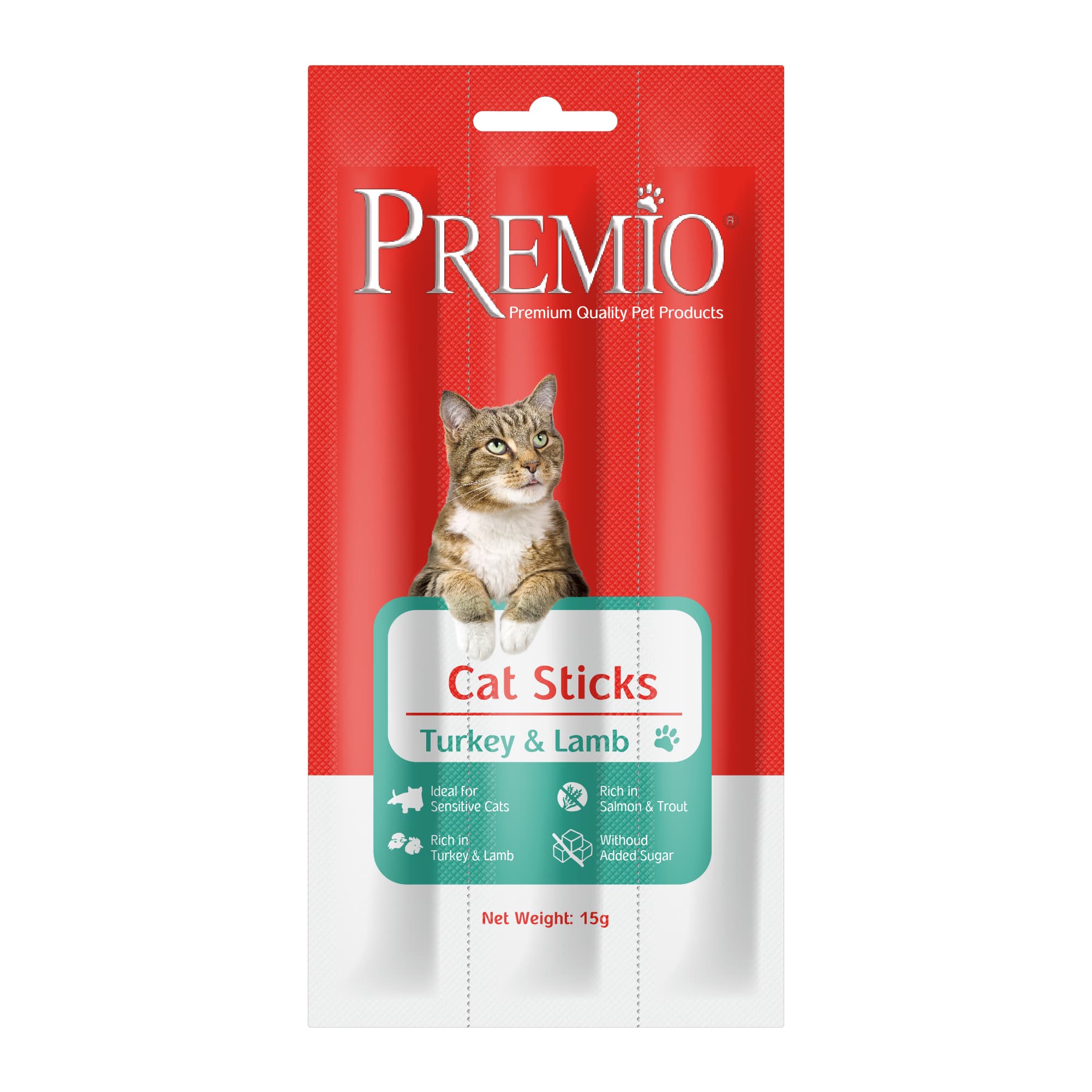 PREMIO CAT-STICKS ( 3 ) 15GM IN TURKEY AND LAMB